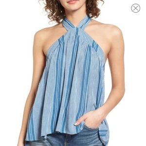 Mimi Chica Blue Striped Halter Top